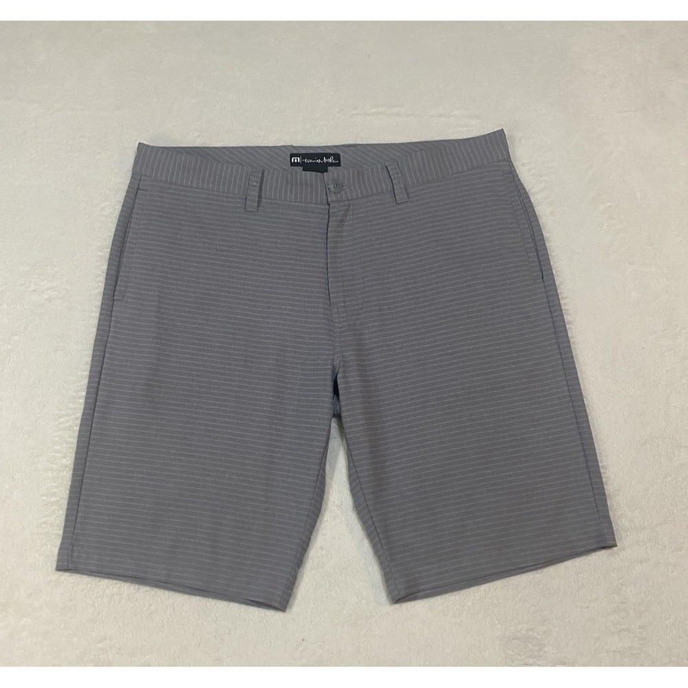Travis Matthew Golf Shorts Men's Size 38 Gray Striped Stretch Performance Chino